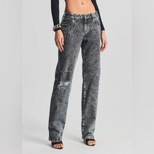 Retrofête Women's 27 Monica Pant Rain Distressed Relaxed Straight Leg Jeans Crin